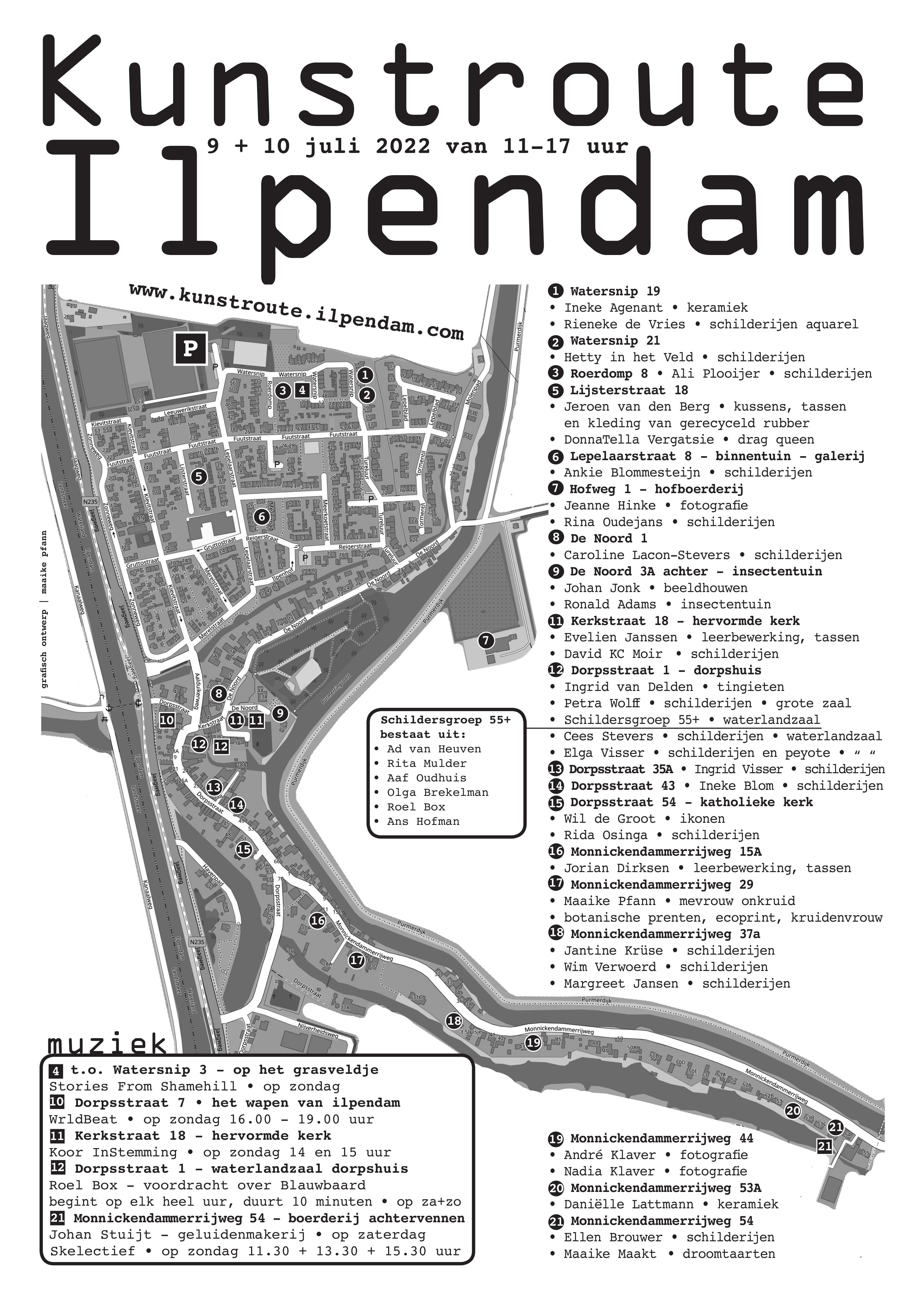 Plattegrond Kunstroute Ilpendam 2022